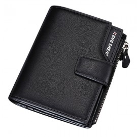 15 Card Slots Wallet PU Leather Short Card Holder Documents Bag Coin Bag For Men