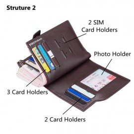 15 Card Slots Wallet PU Leather Short Card Holder Documents Bag Coin Bag For Men