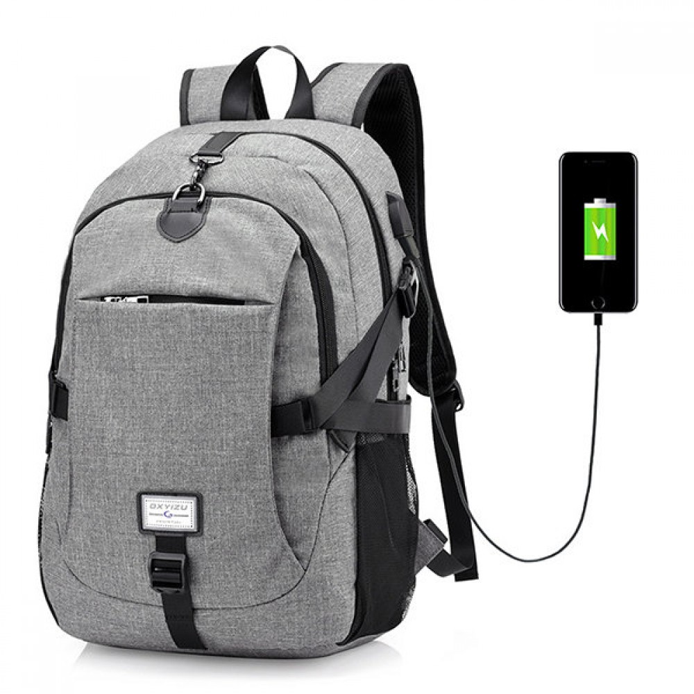 17 Inch Nylon Laptop Bag With USB Charger Casual Business Backpack For Men Women