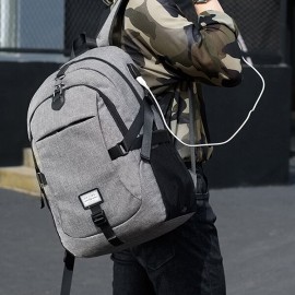 17 Inch Nylon Laptop Bag With USB Charger Casual Business Backpack For Men Women