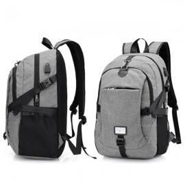 17 Inch Nylon Laptop Bag With USB Charger Casual Business Backpack For Men Women