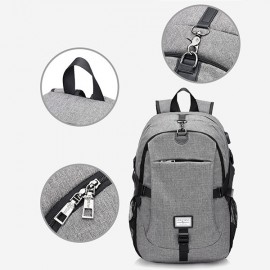 17 Inch Nylon Laptop Bag With USB Charger Casual Business Backpack For Men Women