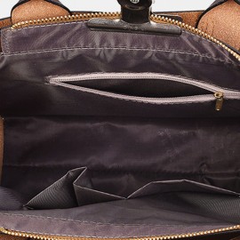 3 PCS Women PU Leather Handbag Crossbody Bag Solid Shoulder Bag