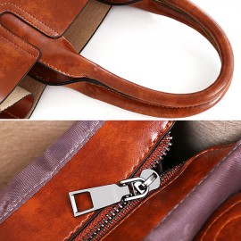 3 PCS Women Vintage Leisure Handbag Oil Wax Leather Crossbody Bag
