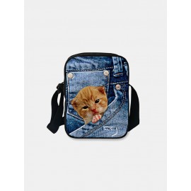 3D Animal Creative Cartoon Cute Print Cat Casual Style Phone Bag Waist Bag