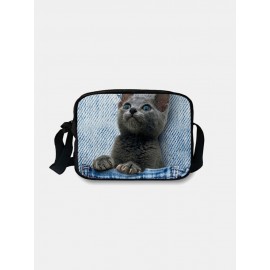 3D Animal Creative Cartoon Cute Print Cat Casual Style Phone Bag Waist Bag