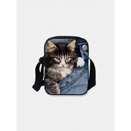 3D Animal Creative Cartoon Cute Print Cat Casual Style Phone Bag Waist Bag
