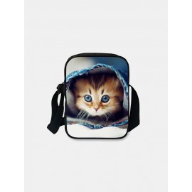 3D Animal Creative Cartoon Cute Print Cat Casual Style Phone Bag Waist Bag