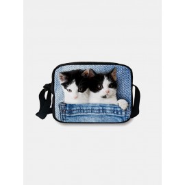 3D Animal Creative Cartoon Cute Print Cat Casual Style Phone Bag Waist Bag