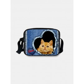 3D Animal Creative Cartoon Cute Print Cat Casual Style Phone Bag Waist Bag