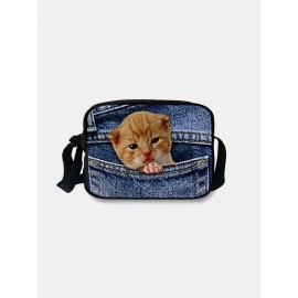 3D Animal Creative Cartoon Cute Print Cat Casual Style Phone Bag Waist Bag