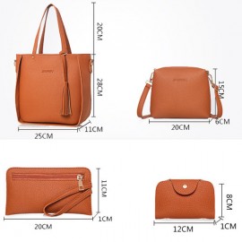 4 PCS PU Leather High-end Handbags For Women Shoulder Bags