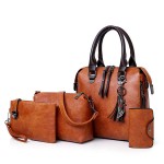 4 PCS Women Leather Handbags Vintage Multi-function Crossbody Bags