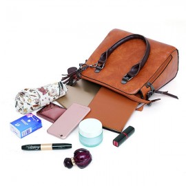 4 PCS Women Leather Handbags Vintage Multi-function Crossbody Bags