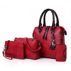 4 PCS Women Leather Handbags Vintage Multi-function Crossbody Bags