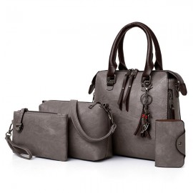 4 PCS Women Leather Handbags Vintage Multi-function Crossbody Bags