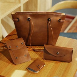 4PCS PU Leather Handbag Phone Bag Wallet Card Holder