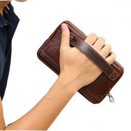 7” Phone Bag Genuine Leather Waist Bag Big Capacity Clutch Bag For Men