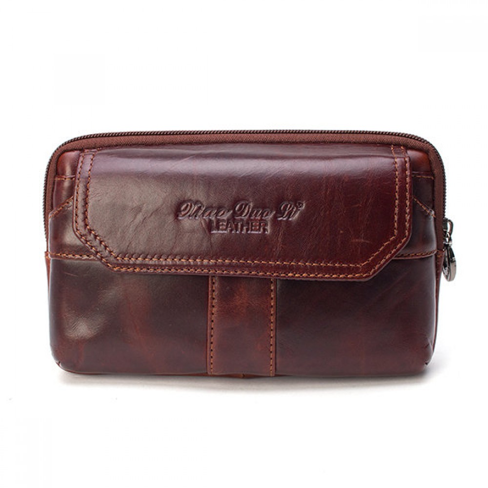 7” Phone Bag Genuine Leather Waist Bag Big Capacity Clutch Bag For Men