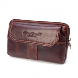 7” Phone Bag Genuine Leather Waist Bag Big Capacity Clutch Bag For Men