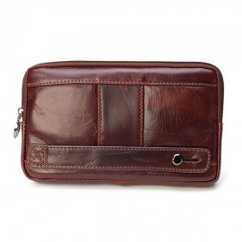 7” Phone Bag Genuine Leather Waist Bag Big Capacity Clutch Bag For Men