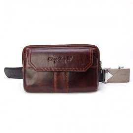 7” Phone Bag Genuine Leather Waist Bag Big Capacity Clutch Bag For Men