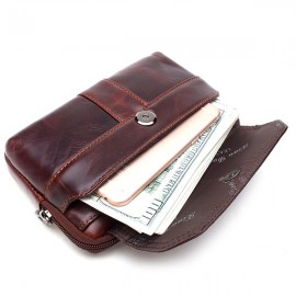 7” Phone Bag Genuine Leather Waist Bag Big Capacity Clutch Bag For Men