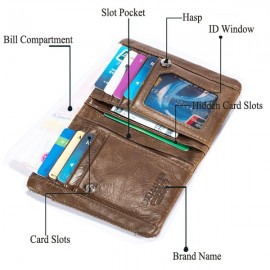 BULLCAPTAIN 11 card Slots Wallet Genuine Leather Vintage Coin Bag For Men
