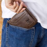 BULLCAPTAIN Genuine Leather Zipper Short Wallets Vintage 7 Card Holder Coin Purse