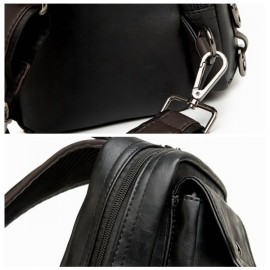 Big Capacity Chest Bag PU Leather Crossbody Bag Patchwork Sling Bag For Men