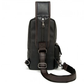 Big Capacity Chest Bag PU Leather Crossbody Bag Patchwork Sling Bag For Men