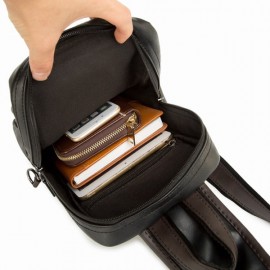 Big Capacity Chest Bag PU Leather Crossbody Bag Patchwork Sling Bag For Men