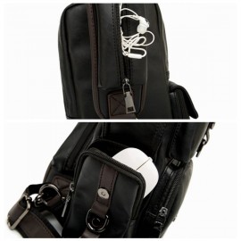 Big Capacity Chest Bag PU Leather Crossbody Bag Patchwork Sling Bag For Men