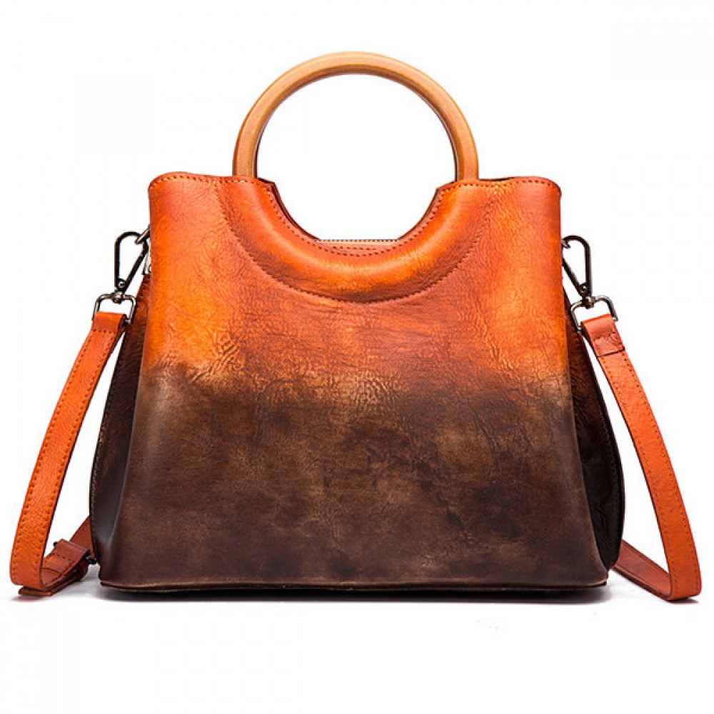 Brenice Cowhide Handmade Handbags Vintage Shoulder Crossbody Bags