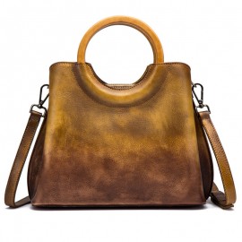 Brenice Cowhide Handmade Handbags Vintage Shoulder Crossbody Bags