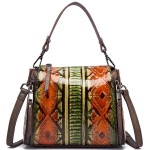 Brenice Embossed Craft Handbags Vintage Cowhide Rub Shoulder Crossbody Bags