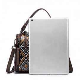 Brenice Embossed Craft Handbags Vintage Cowhide Rub Shoulder Crossbody Bags