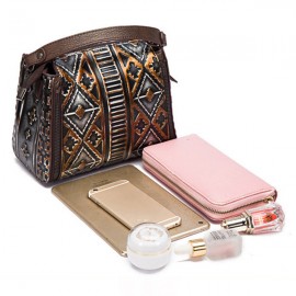 Brenice Embossed Craft Handbags Vintage Cowhide Rub Shoulder Crossbody Bags