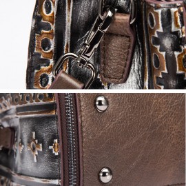 Brenice Embossed Craft Handbags Vintage Cowhide Rub Shoulder Crossbody Bags