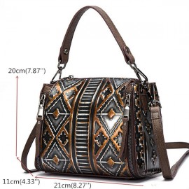 Brenice Embossed Craft Handbags Vintage Cowhide Rub Shoulder Crossbody Bags