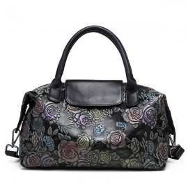 Brenice Genuine Leather Embosssing Shoulder Bags National Style Crossbody Bag For Women