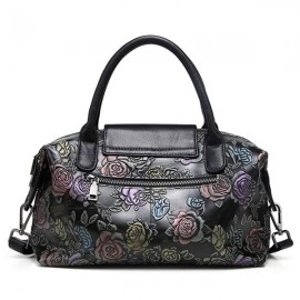 Brenice Genuine Leather Embosssing Shoulder Bags National Style Crossbody Bag For Women