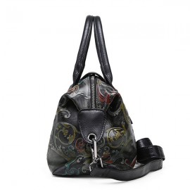 Brenice Genuine Leather Embosssing Shoulder Bags National Style Crossbody Bag For Women