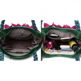 Brenice Leather Flower Decoration Bucket Bag National Style Sling Bag For Women