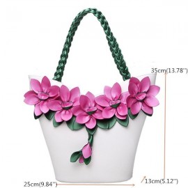 Brenice Leather Flower Decoration Bucket Bag National Style Sling Bag For Women
