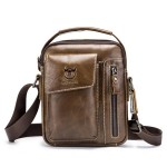 Bullcaptain Genuine Leather Business Messenger Bag  Vintage Crossbody Bag For Men