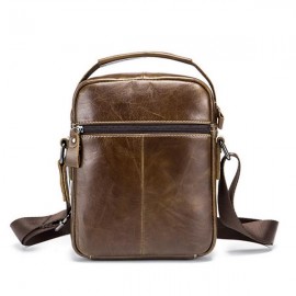 Bullcaptain Genuine Leather Business Messenger Bag  Vintage Crossbody Bag For Men