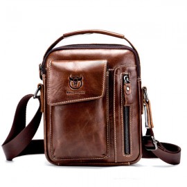 Bullcaptain Genuine Leather Business Messenger Bag  Vintage Crossbody Bag For Men