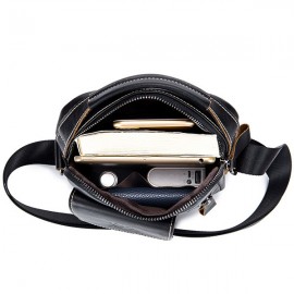 Bullcaptain Genuine Leather Business Messenger Bag  Vintage Crossbody Bag For Men