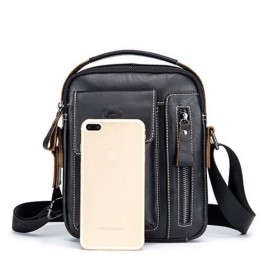 Bullcaptain Genuine Leather Business Messenger Bag  Vintage Crossbody Bag For Men
